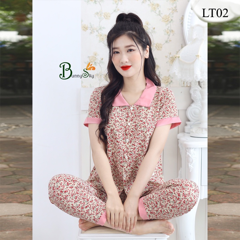 [Bunny]ĐỒ BỘ MẶC NHÀ TAY CỘC , ĐỒ BỘ THIẾT KẾ, CHẤT LIỆU LỤA MỀM MÁT, HỌA TIẾT XINH FOM DÁNG ĐẸP
