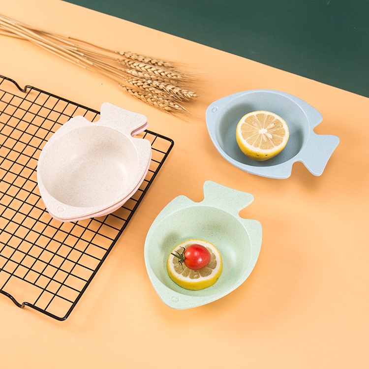 Chén Ăn Ngũ Cốc, Bát Ăn Dặm Cho Bé, Bát Ăn Cơm Canh Hình Con Cá Làm Từ Nhựa Lúa Mạch An, Màu Pastel Siêu Xinh