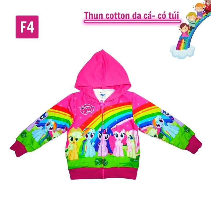 Áo khoác bé gái Pony cầu vồng từ 11-43kg - Thun cotton da cá in 3D cực chất - Tomchuakids