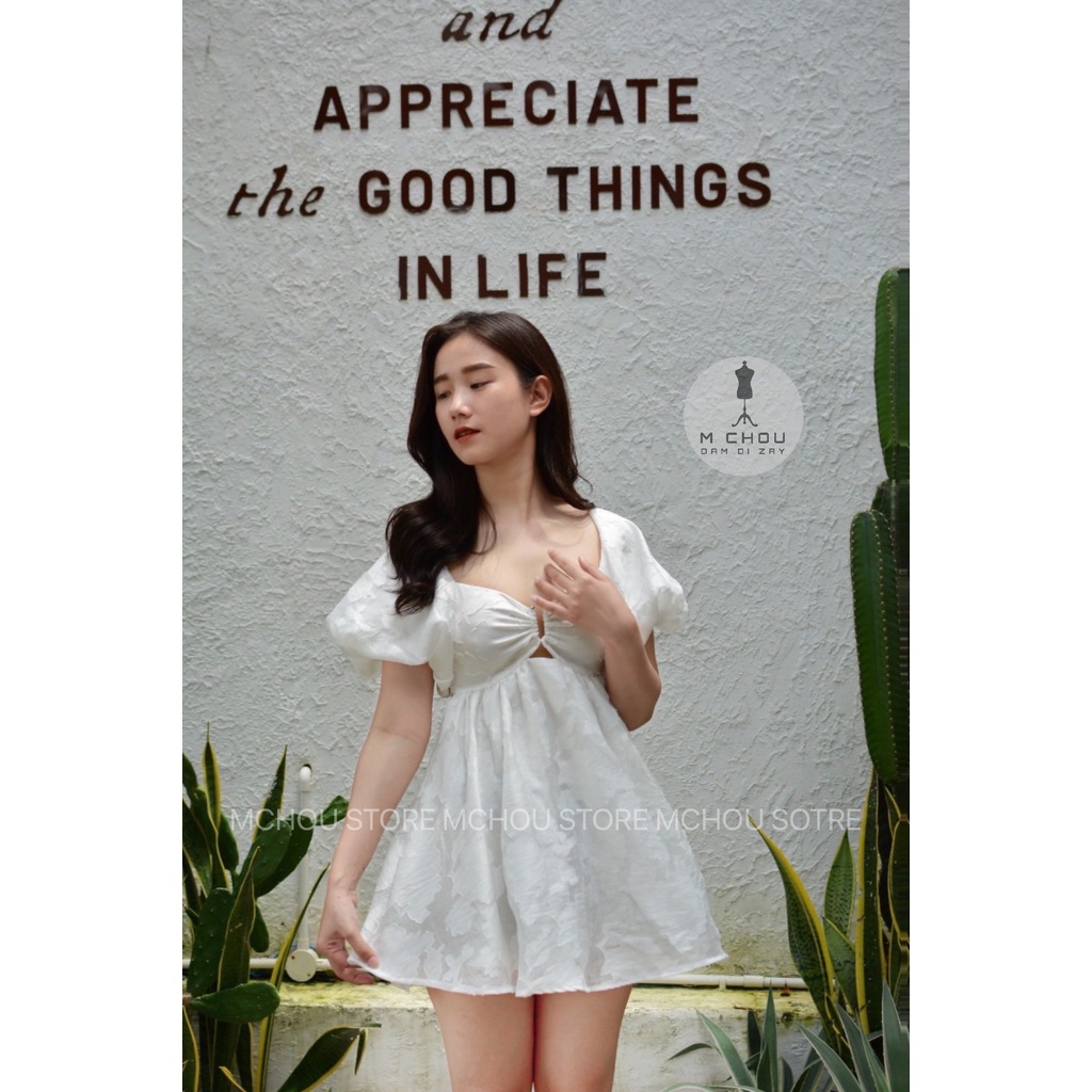 Đầm babydoll , Đầm nữ trắng xinh xắn, Đầm nữ hở lưng, Đầm trắng bánh bèo. phong cách nàng thơ, đầm bánh bèo.
