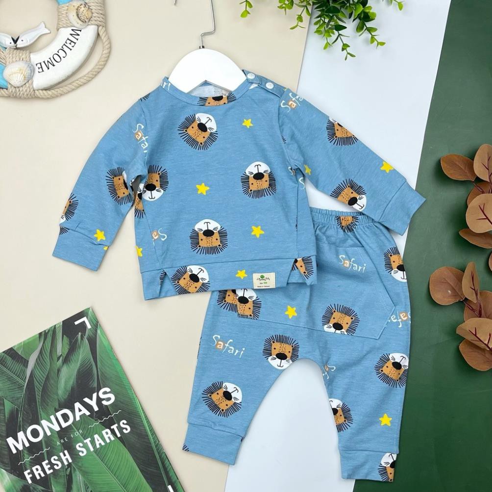 Thu Đông: Bộ Nỉ Da Cá Bé Trai Vải Mỏng Size 6M - 36M Chất siêu đẹp, dành cho bạn từ 6kg đến 13kg