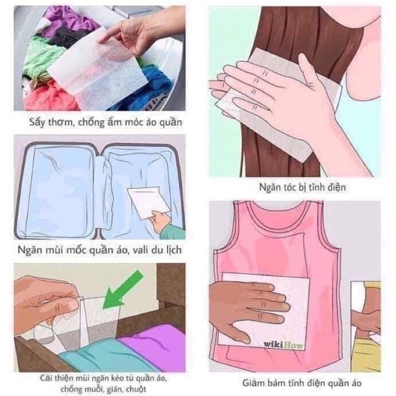 Giấy Thơm Bounce Iron Less Mỹ Làm Thơm Quần Áo - Giày Dép - Hút Ẩm