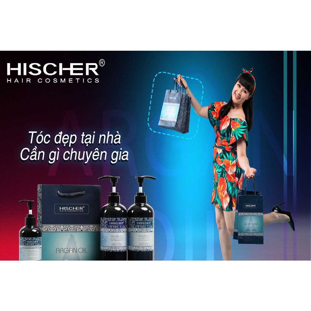 Bộ Dầu Gội Xả Phục Hồi Siêu Mượt Hischer Argan Oil 500ml Hàng Chính Hãng Có Tem Nhập Khẩu  - HT236