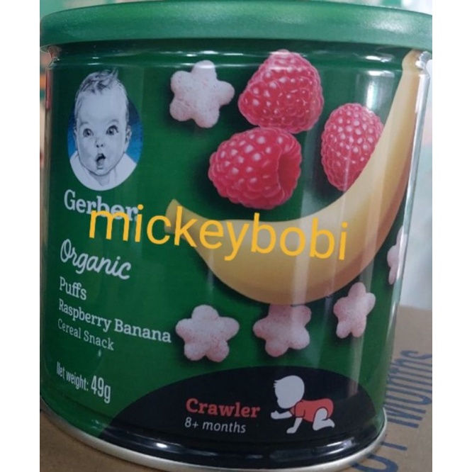 Bánh ăn dặm gerber organic vị chuối và mâm xôi/Cà chua và cà rốt 49g