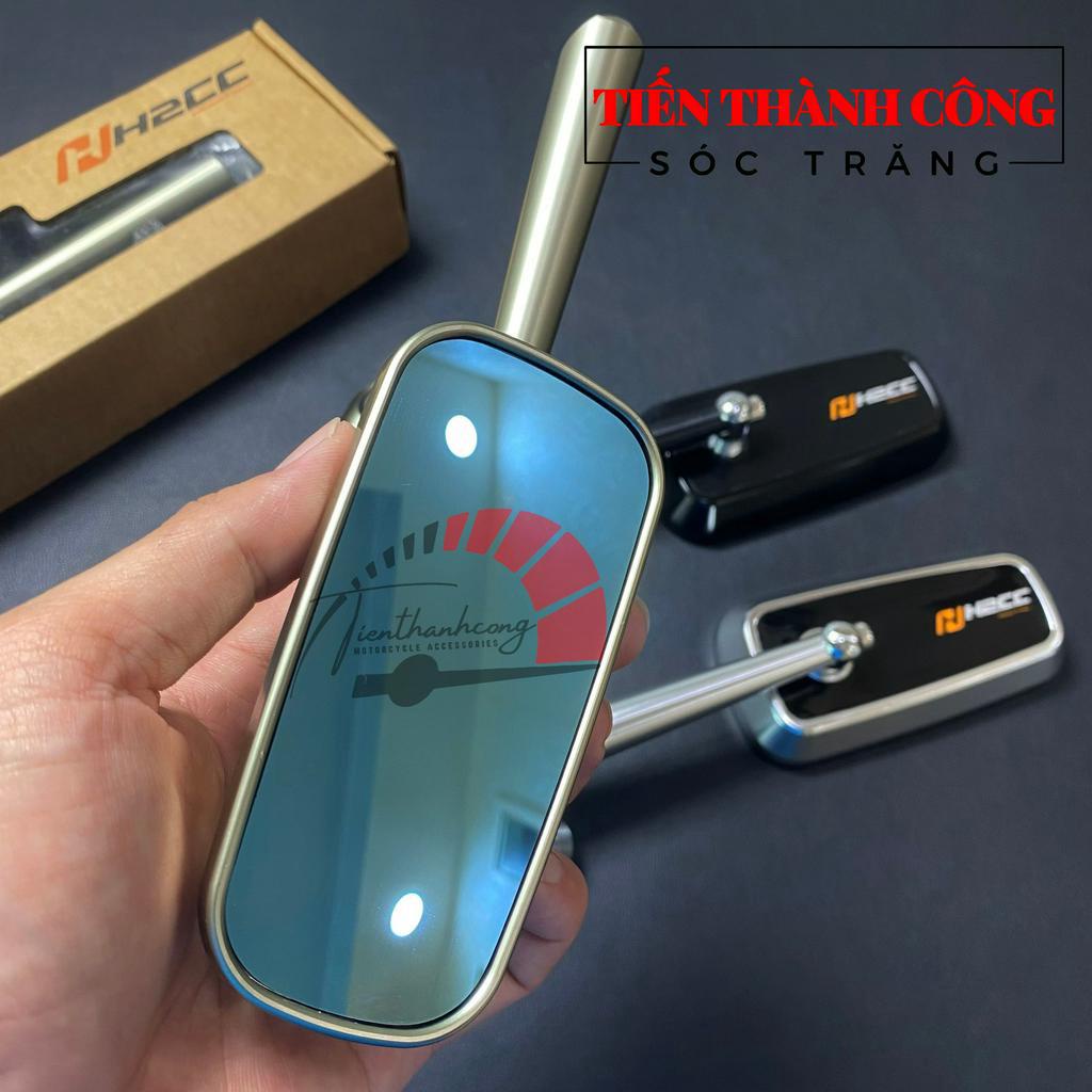 Kính chiếu hậu H2CC mẫu hình chữ nhật, kèm phụ kiện, lắp cho xe máy/Kính H2CC chữ nhật lắp cho xe máy.