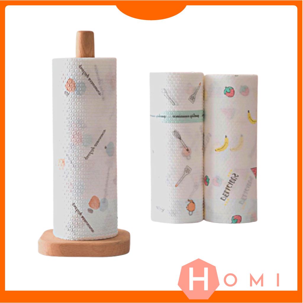 Khăn lau bếp đa năng [CHÍNH HÃNG], Cuộn giấy chất liệu rayon hoạ tiết, có thể giặt được, sử dụng nhiều lần - DHomi