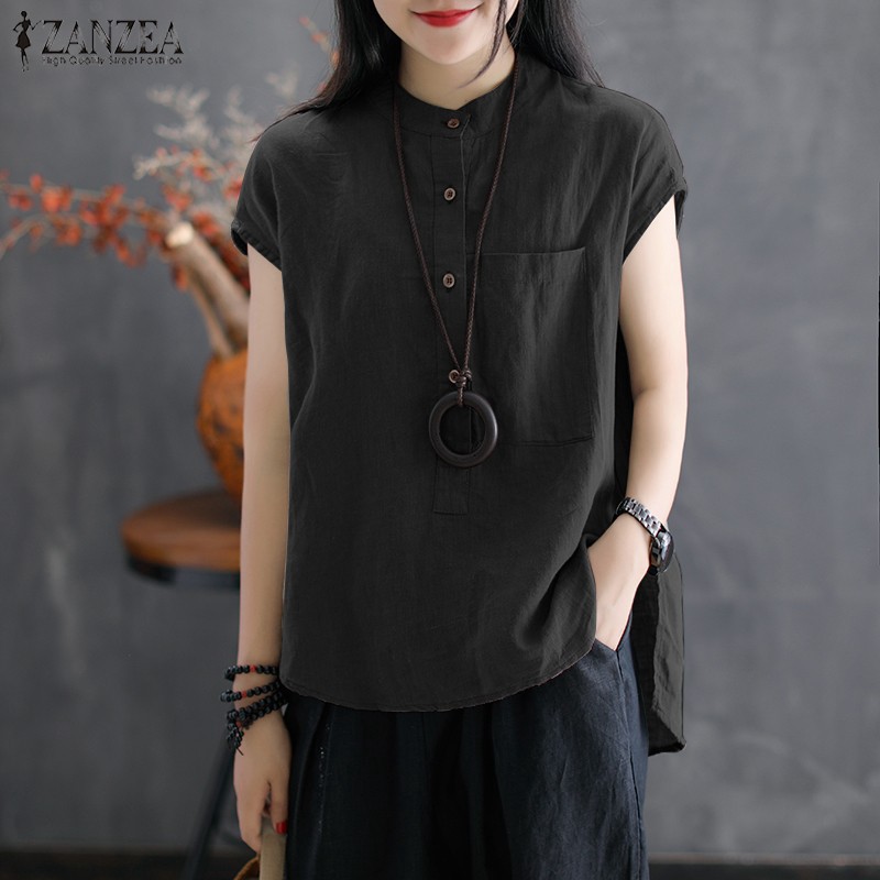 ZANZEA Áo Sơ Mi Trơn Màu Phong Cách Cổ Điển Thanh Lịch Dành Cho Nữ