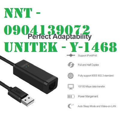 Cáp chuyển đổi USB LAN 2.0 UNITEK Y1468 .CÁP USB 2.0 to LAN UNITEK Y-1468 - y1468