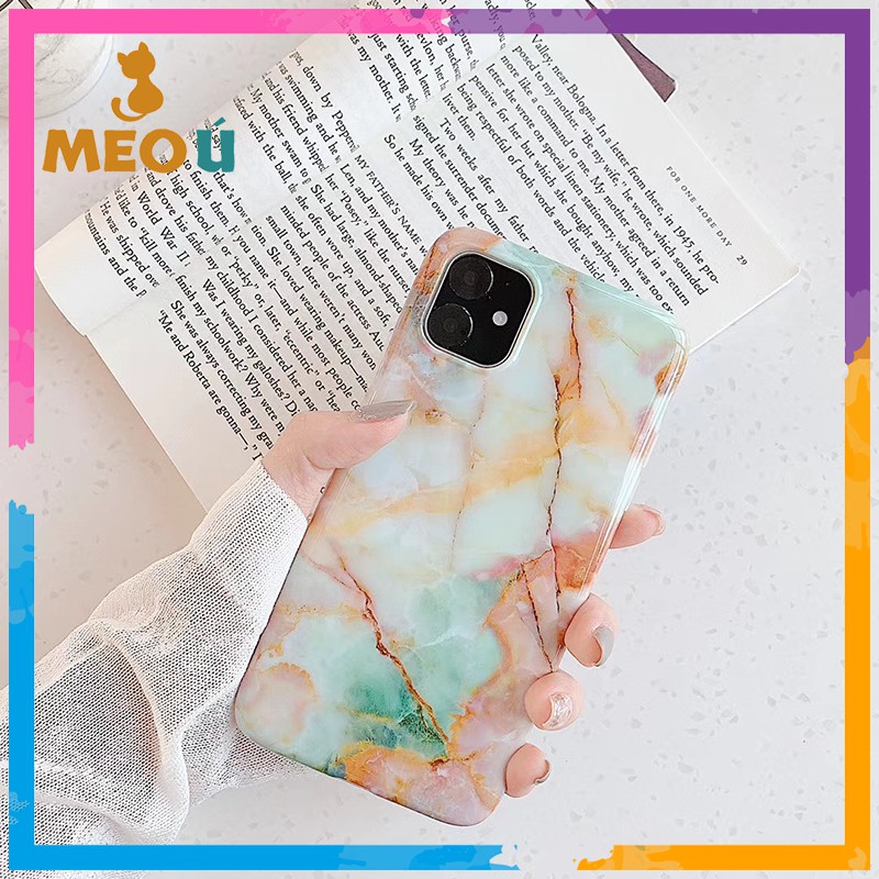 Ốp iPhone Vân Đá Cẩm Thạch Nâu Trầm iPhone 7Plus/8Plus/X/Xs Max/11/11 Pro Max - ốp iphone