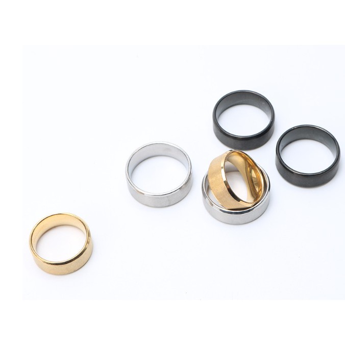 Nhẫn Thép titan trơn nam nữ vớt cạnh cá tính không gỉ siêu bền MBF18