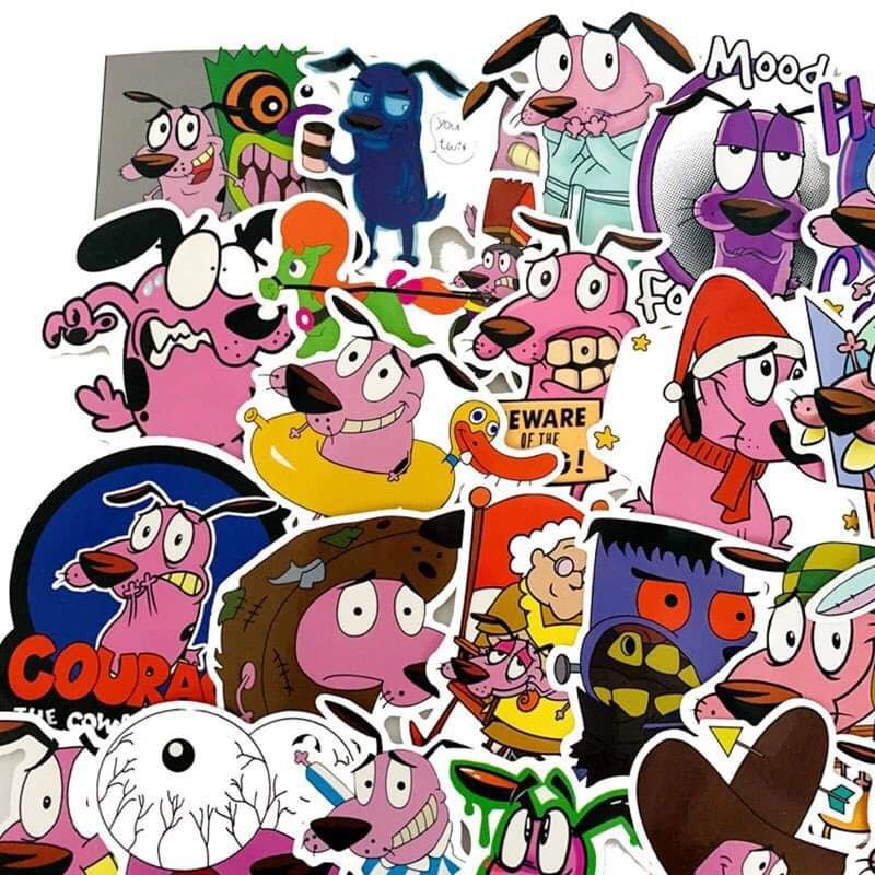 10-50 hình sticker chú chó courage nhút nhát decal