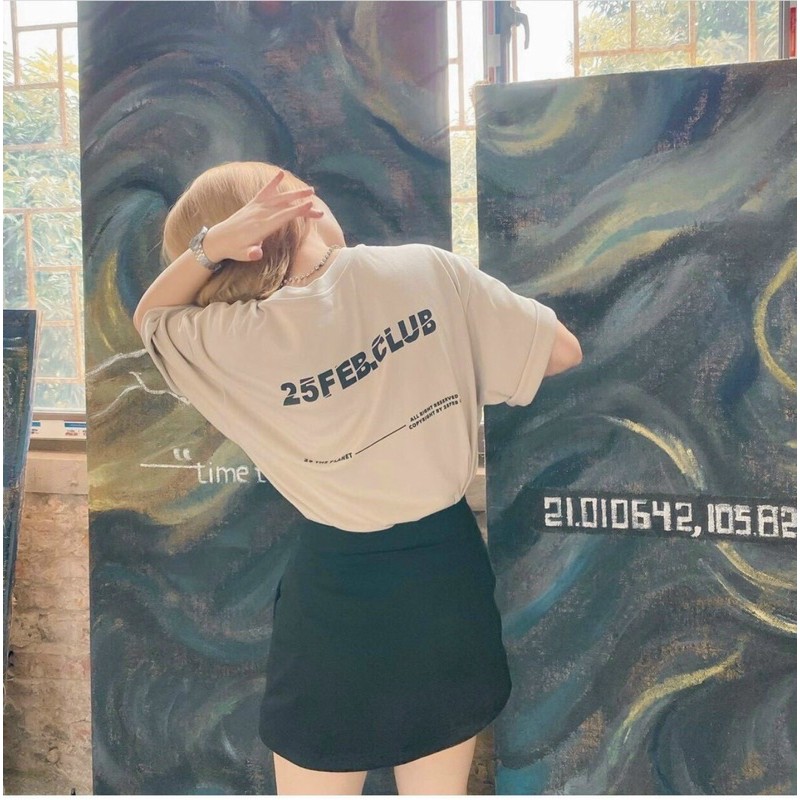 Set áo thun màu nude kèm chân váy chữ A có túi hai bên