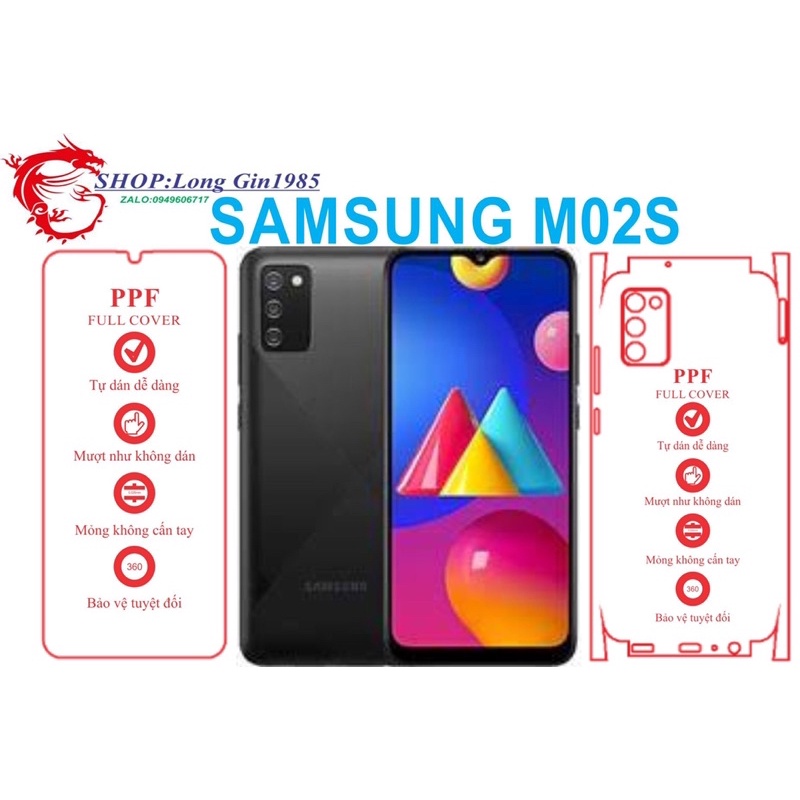Samsung M02S miếng dán trong Ppf mặt sau và mặt trước chống va đập chống trầy xước