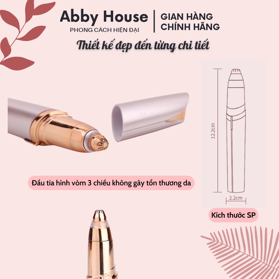 Bút Tỉa Lông Mày, Máy Tỉa Lông Mày Abby House - Bút Tỉa Chân Mày Mini Không Đau, Tỉa Sạch Lông - Có Kèm Pin