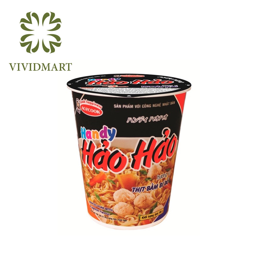 [Toàn quốc] MÌ LY HANDY HẢO HẢO 3 VỊ: TÔM CHUA CAY, THỊT BẰM BÍ ĐỎ, LẨU NẤM THẬP CẨM CHAY – LY 68g – ACECOOK | BigBuy360 - bigbuy360.vn