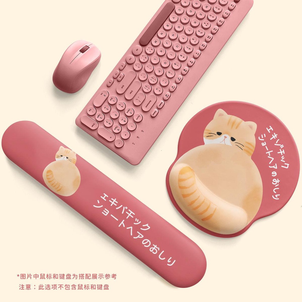 Miếng Lót Chuột Và Bàn Phím silicone Hình Mèo Màu Cam Lớn Có Độ Đàn Hồi Cao Dùng Làm Quà Tặng Cho Bạn Gái