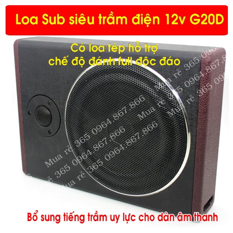 Loa Sub siêu trầm điện bass 20 G20DT gầm ghế ô tô uy lực, độc đáo có loa Tép hỗ chợ chế độ Full,điện 12v