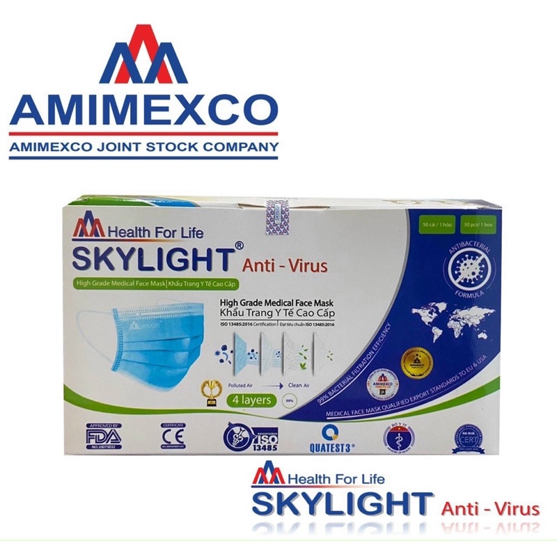 Khẩu trang SkylightMIỄN PHÍ VẬN CHUYỂN ngăn ngừa vi khuẩn lọc bụi đến 99% bảo vệ sức khoẻ chất liệu giấy kháng khuẩn