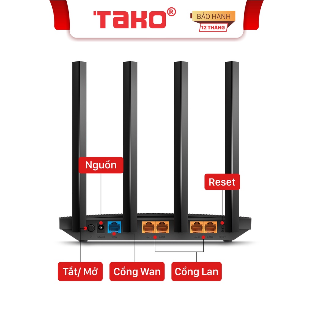 Bộ phát wifi TpLink Archer C80 công nghệ MU-MIMO 3x3 băng tần kép chuẩn AC1900. Chính hãng, BH 24 tháng
