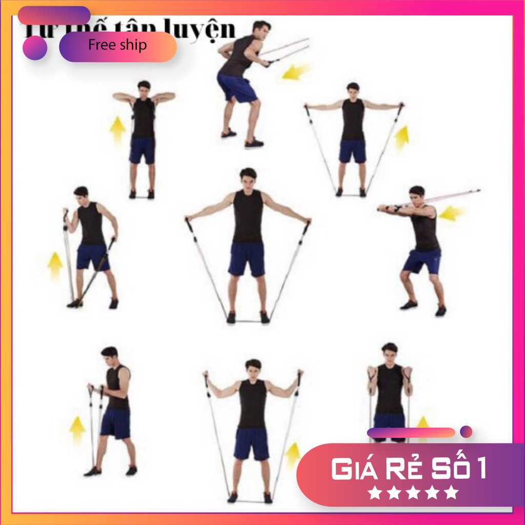 Dây ngũ sắc tập gym co dãn 💪Bộ dây ngũ sắc kháng lực tập gym full body tại nhà TrucNua