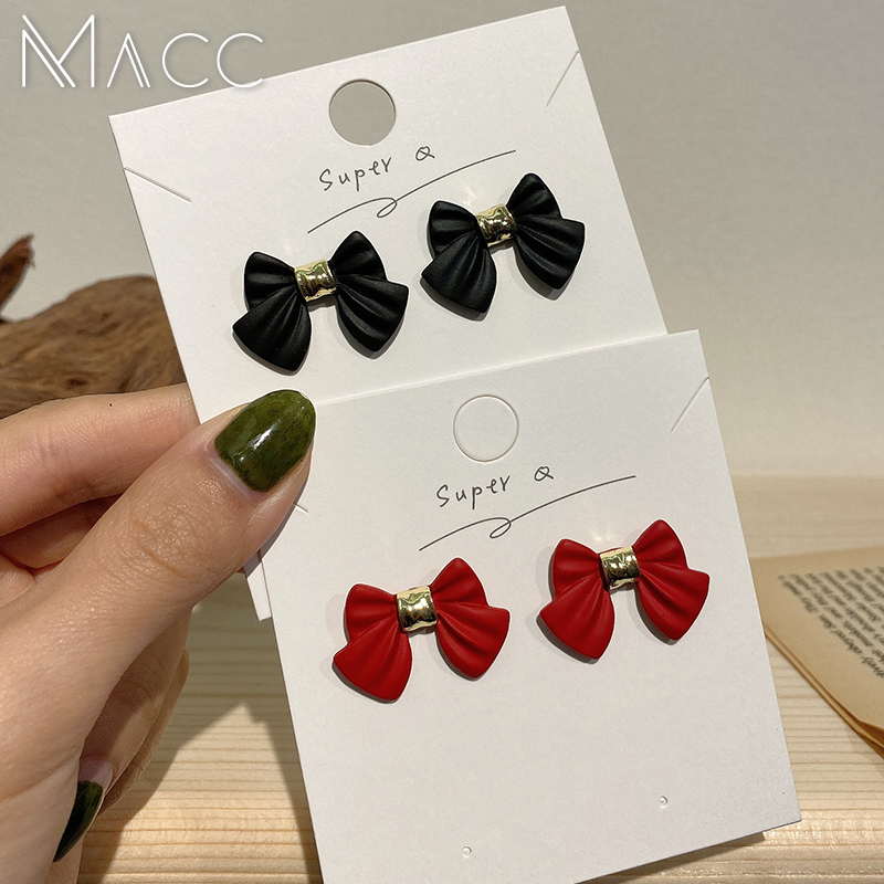 Khuyên Tai Nơ Đen Phong Cách Hàn Quốc Cổ Điển Dành Cho Nữ