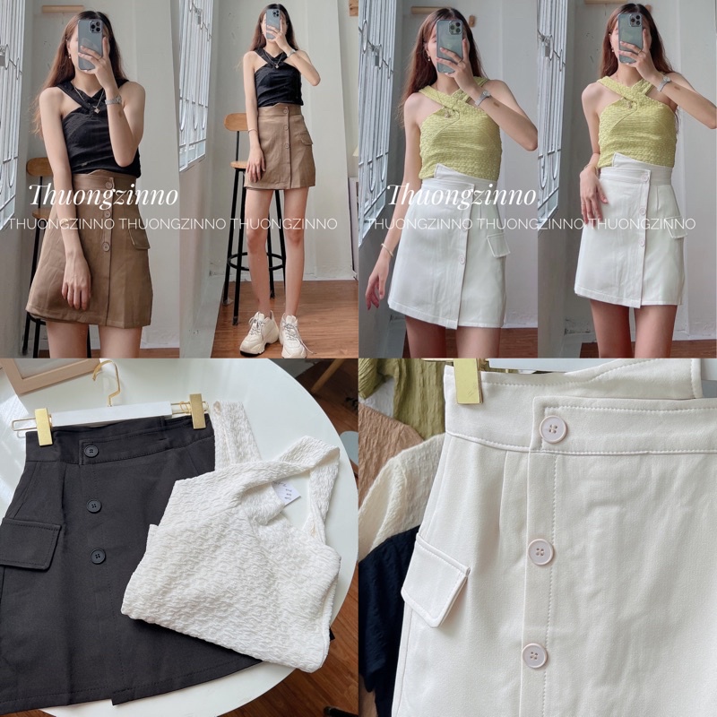 Chân váy hai da mùa hè có quần trong hàng Quảng Châu