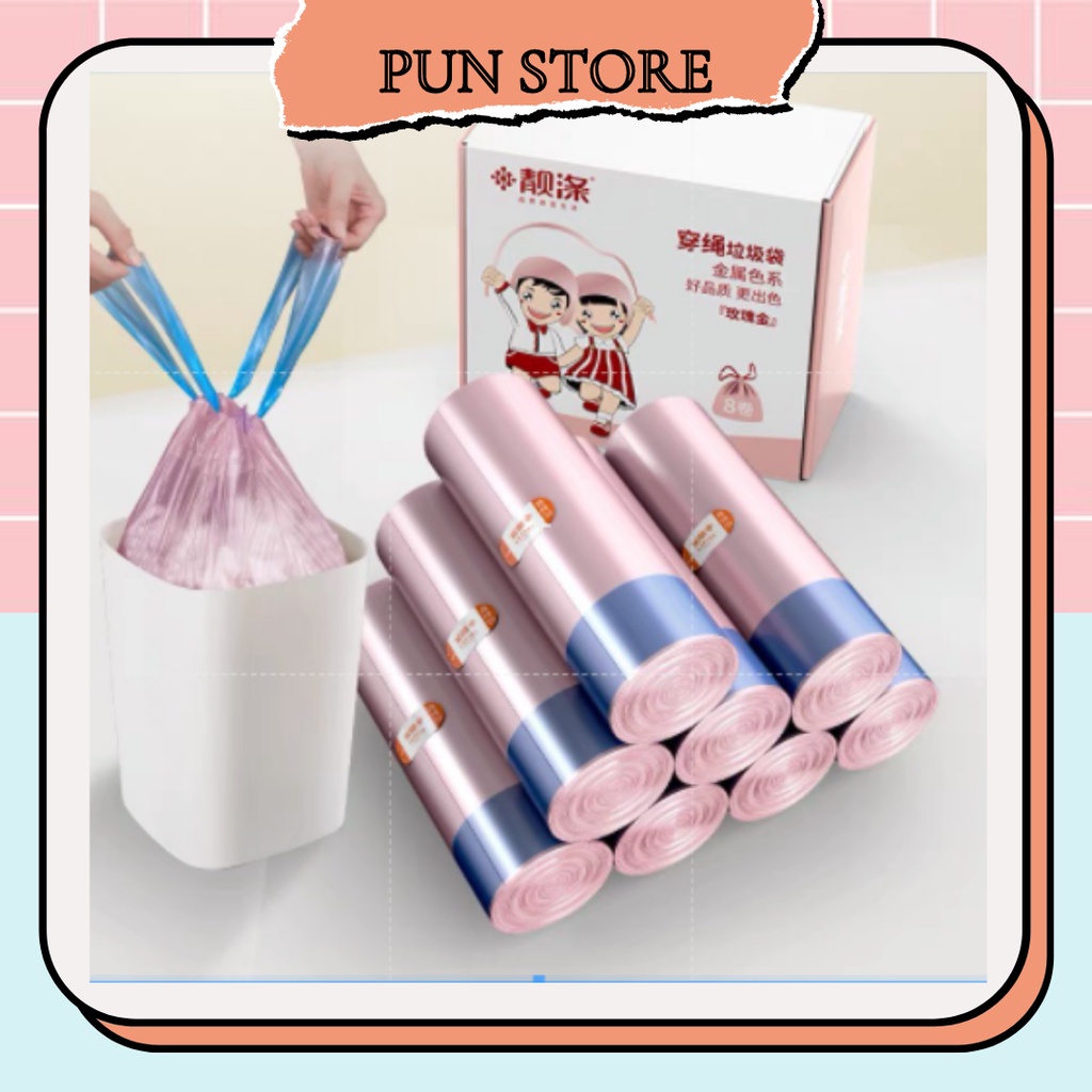 Túi Đựng Rác Sinh Học Có Quai Rút Tự Phân Hủy Bảo Vệ Môi Trường (1 Cuộn 15 Túi)