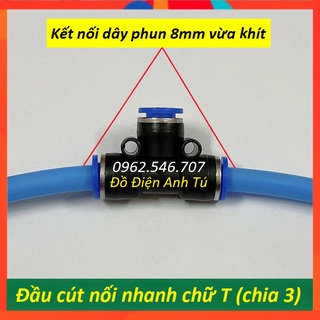 Đầu cút nối nhanh chữ T cho ống 8mm