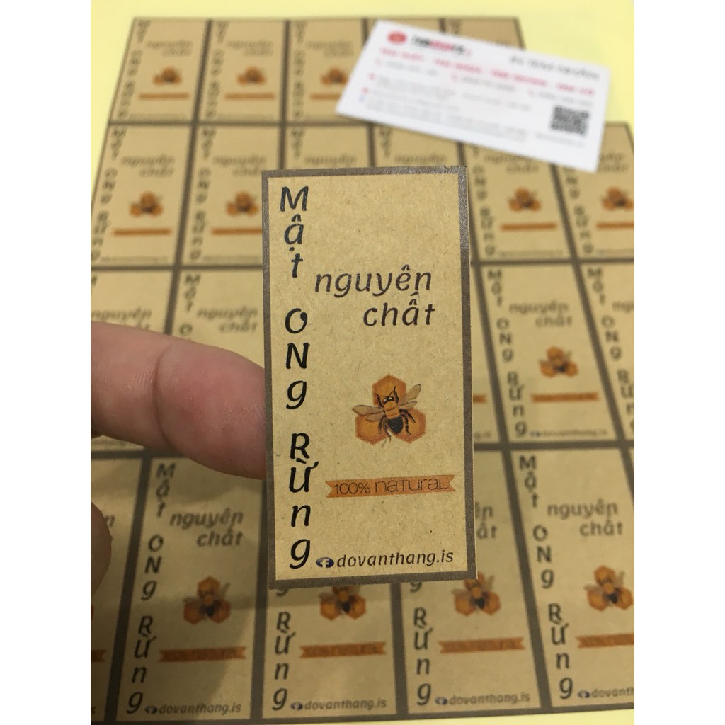 In tem nhãn giấy kraf, xi măng sticker, decan A3 theo yêu cầu