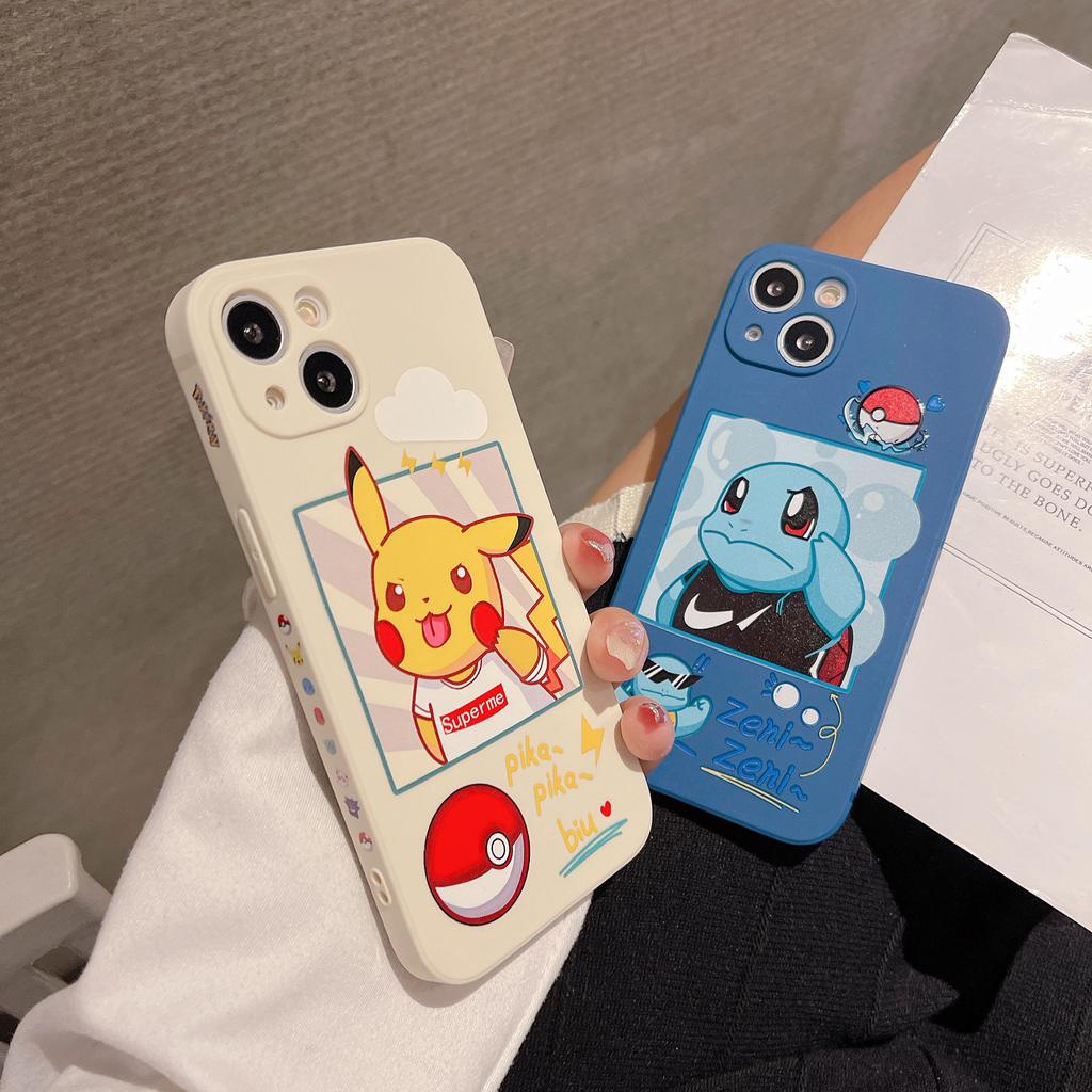Ốp Điện Thoại In Hình Pikachu/Rùa Cho iPhone 13promax 12 11 7Plus X XR XSMax 8 7