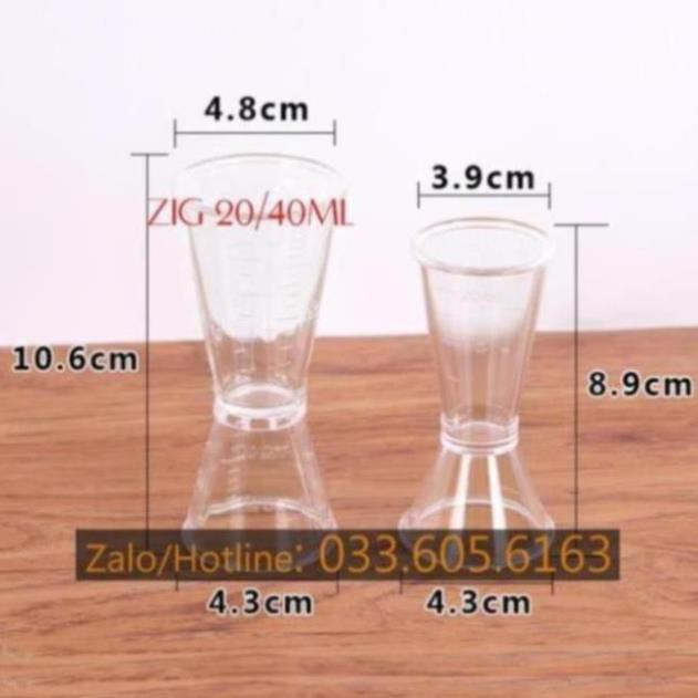 Ly đong 2 đầu định lượng 20/40ml hoặc định lược 10/20ml chất liệu nhựa trong suốt