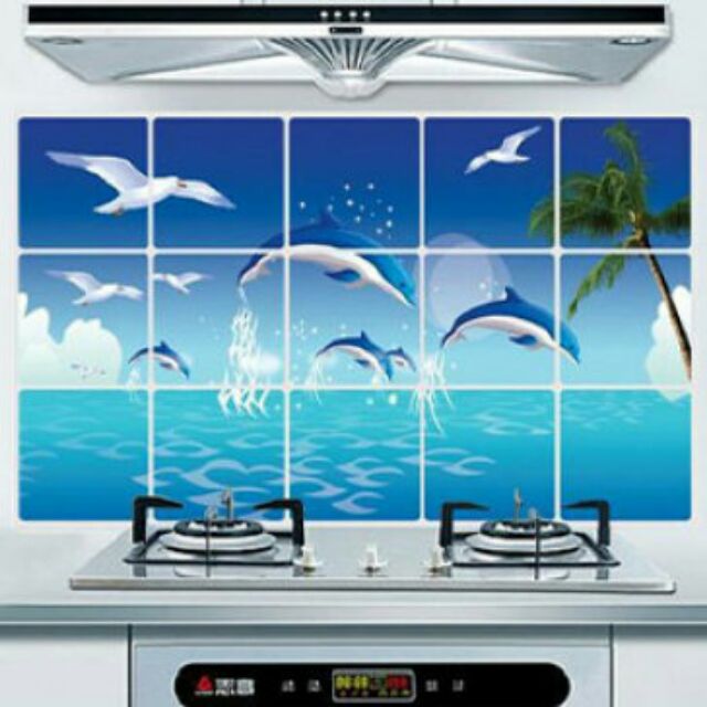 Combo 2 Decal Giấy dán tường nhà bếp cách nhiệt