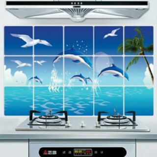 Combo 2 Decal Giấy dán tường nhà bếp cách nhiệt