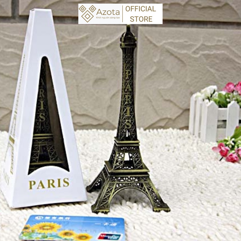 Mô hình tháp Eiffel cao 15cm chất liệu kim loại cao cấp không gỉ Azota EF150