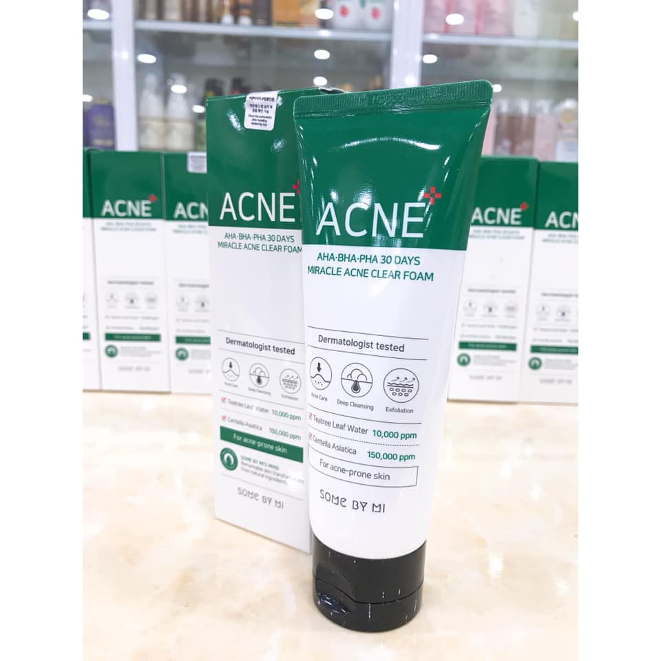 Sữa Rửa Mặt Ngăn Mụn Giảm Nhờn Some By Mi AHA-BHA-PHA 30 Days Miracel Acne Clear Foam 100ml