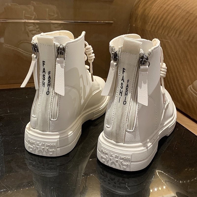 Boost 2 Khóa Nữ Cổ Lửng Chất Da Vintage giày Boots da mềm lót nỉ khóa sau cao cấp boost lửng thời trang đế 6 cm