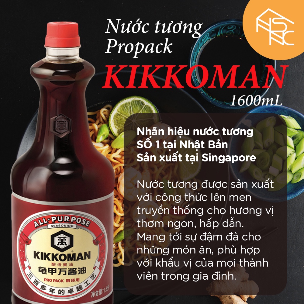 Nước tương hiệu Kikkoman 1.6L (Propack - Soy Sauce)