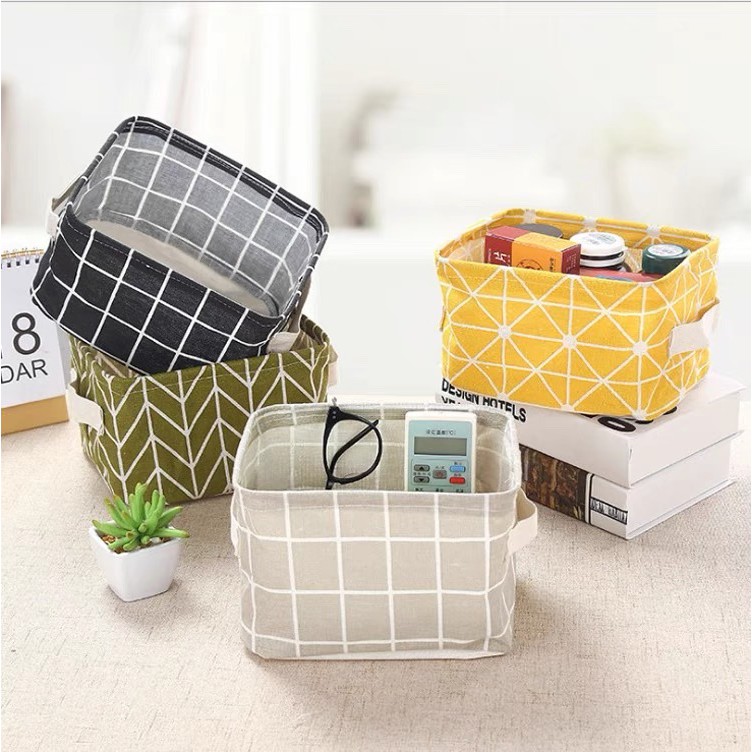 Giỏ Vải Đa Năng, Giỏ Đựng Đồ Cá Nhân, Giỏ Đựng Đồ Văn Phòng, Giỏ Vải Vintage Chứa Mỹ Phẩm Để Bàn 2357
