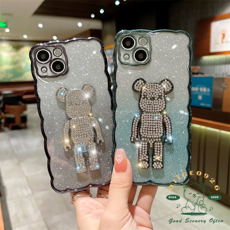 Mới Ốp Điện Thoại Viền Gợn Sóng Màu Gradient Lấp Lánh Cho iPhone 14 / 13 / 12 / 11 ProMax