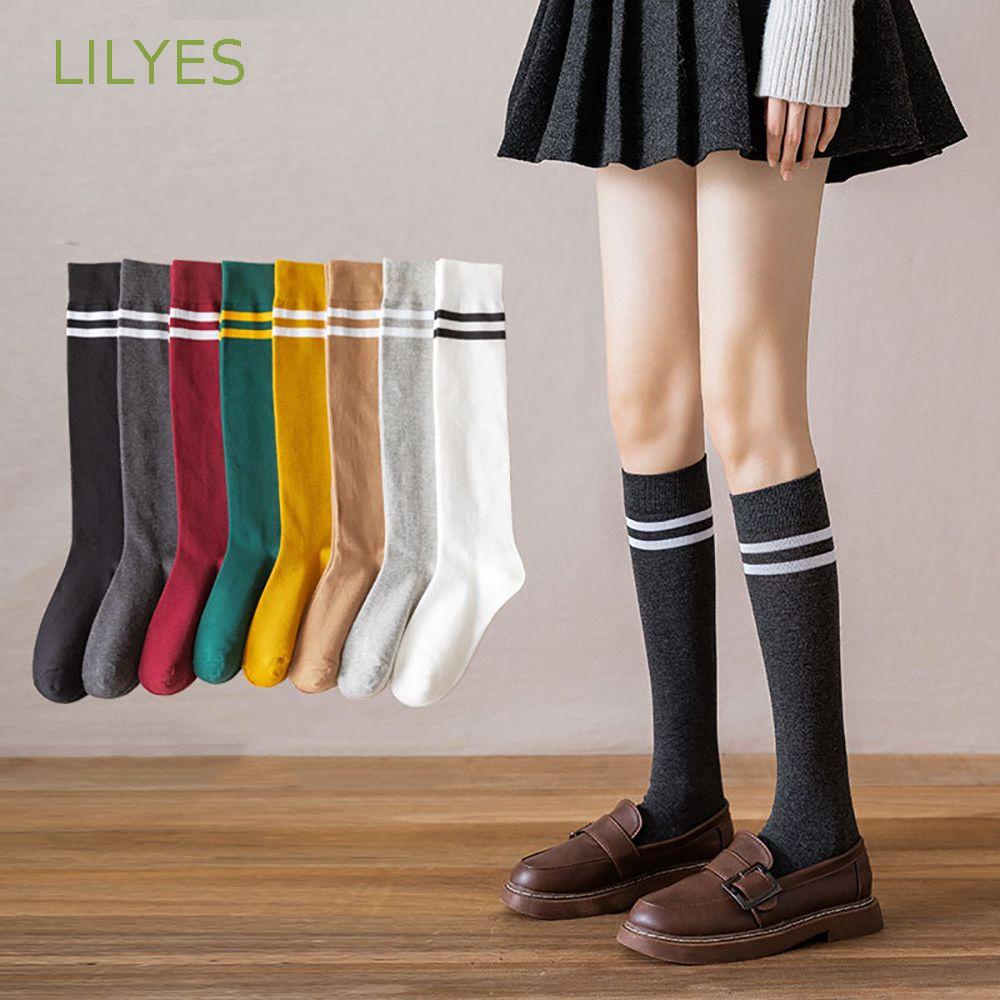 Vớ Cotton Dài Kẻ Sọc Co Giãn Độc Đáo Cho Nữ