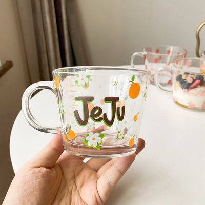 Glass Milk Cup Juice cup Household High Temperature Resistant Oatmeal Cups 390ML