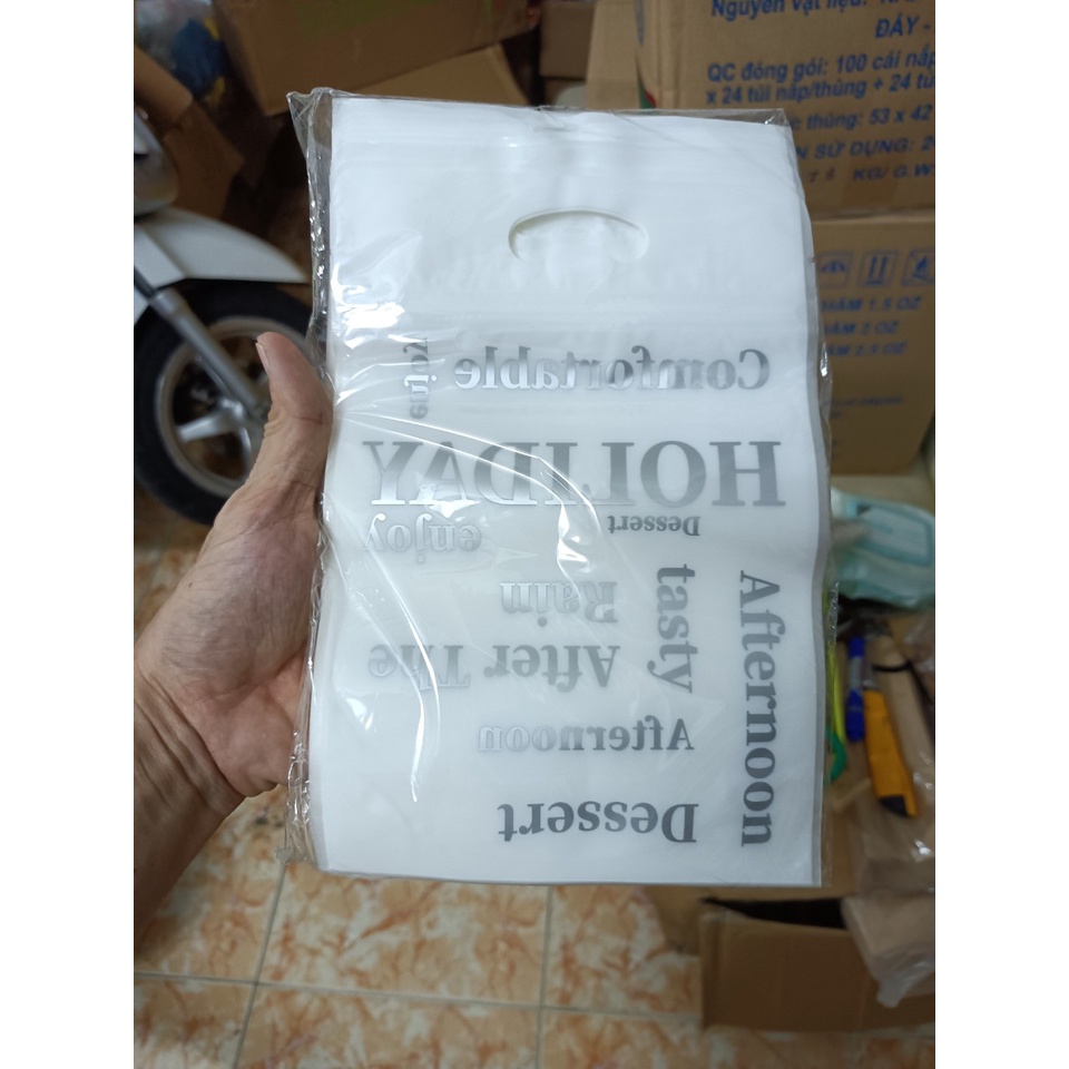 Túi Zip Nilon đựng Bánh Kẹo hình hoa anh đào hoa Cúc hay sọc trắng (set 50c)