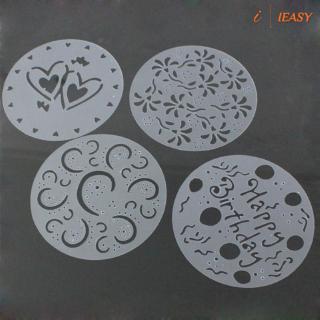 IE❤4x DIY Cake Decorating Flowers Heart Printed Pattern Stencil Designs Baking Tool