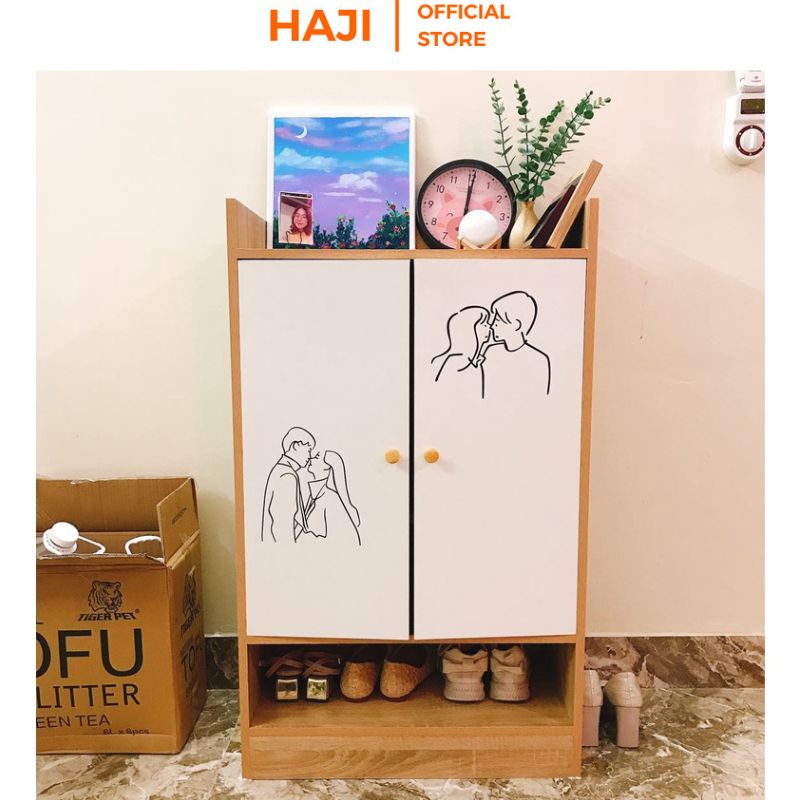 Tủ giày gỗ HAJI 4 tầng thông minh chống ẩm bền đẹp phong cách Hàn Quốc A108