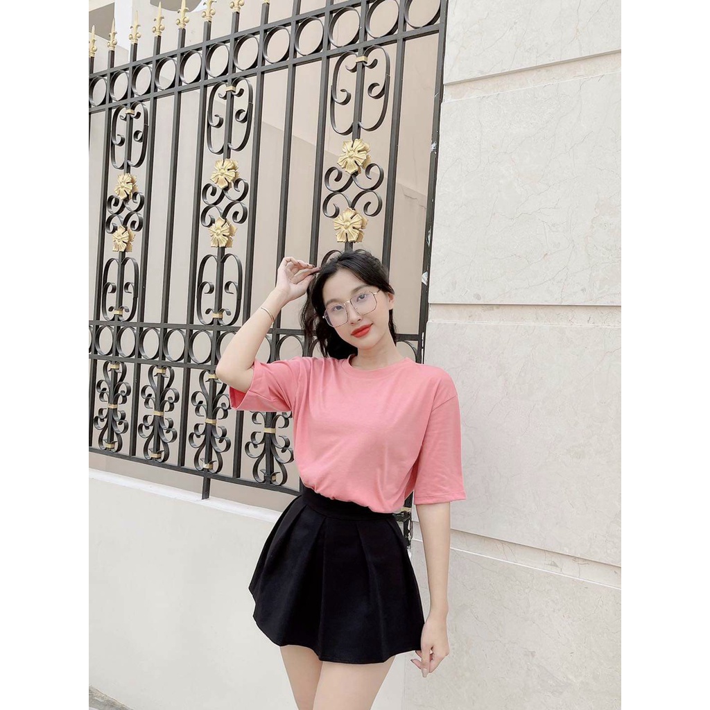 Áo Thun Trơn Nam Nữ Phông Unisex Tay Lỡ Form Rộng Cổ Tròn Nhiều Màu Ảnh Thật Shop Chụp ( 65 kg mặc vừa )