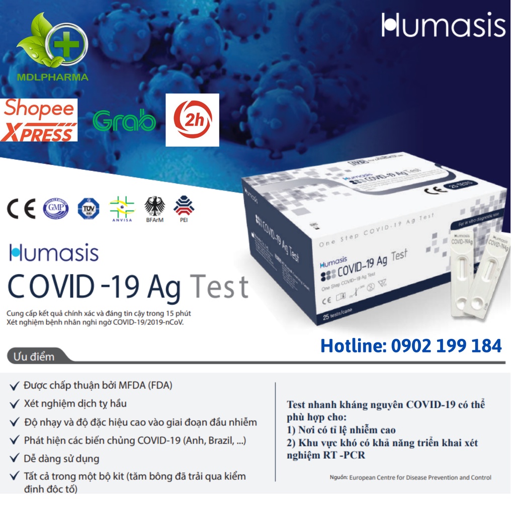 Bộ Kit test nhanh tại nhà Covid-19 HUMASIS hàng công ty chính hãng, đầy đủ chứng nhận