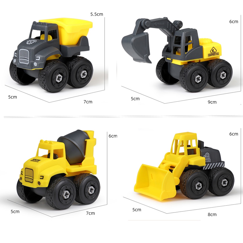 Set 4 món đồ chơi lắp ráp mô hình xe tải xi măng SEA SUN TOYS dành cho bé trai