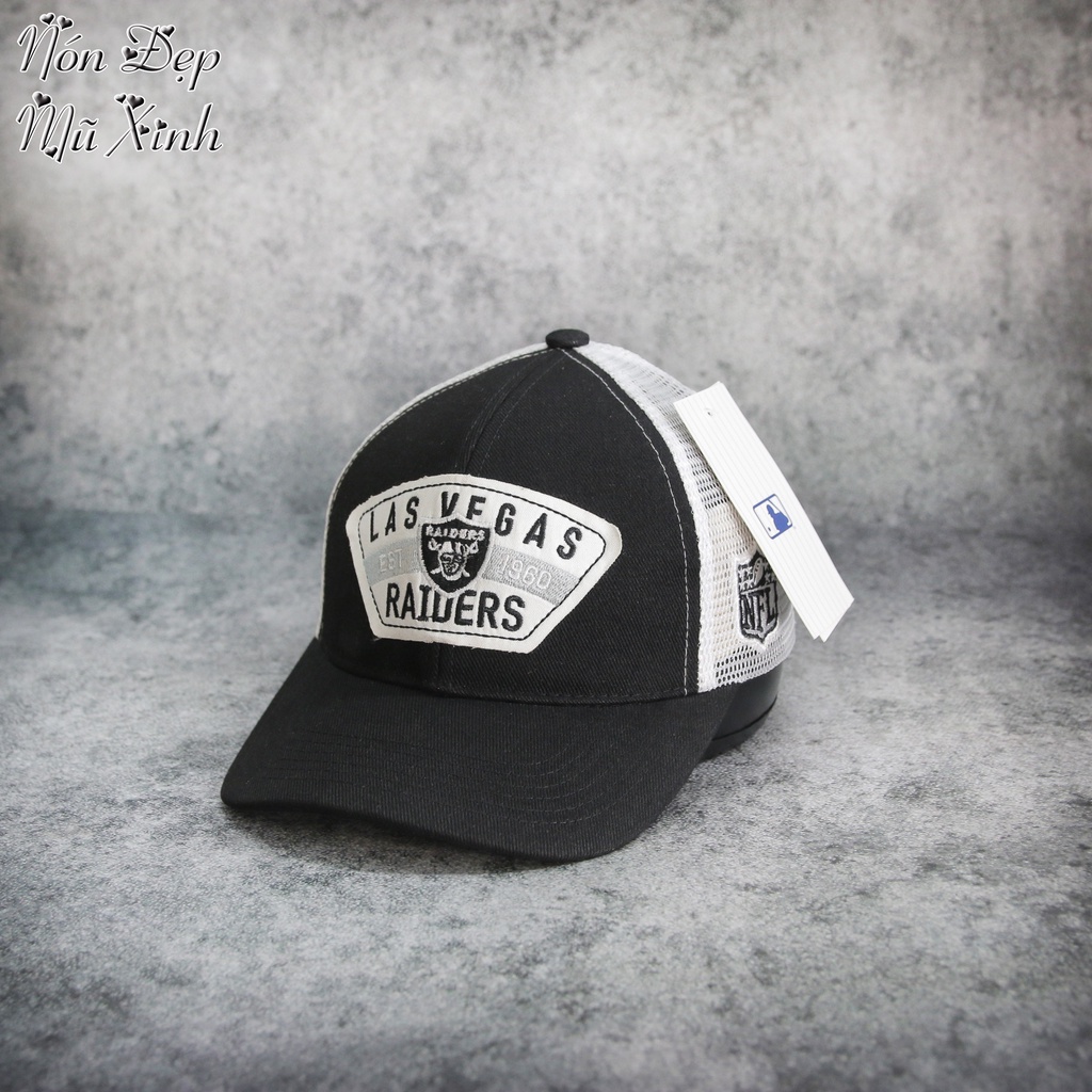 Nón thời trang M.L.B siêu đẹp màu đen. logo may đính las vegas raider siêu chất, hợp thời trang sny185