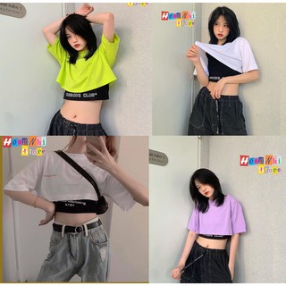 Áo Croptop Kèm Bra Tay Lỡ Form Rộng Oversize 70kg Trở Lại Ulzzang Hồng Nhi Store - MM