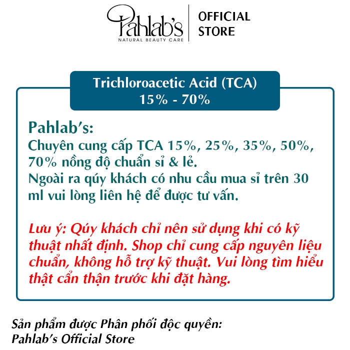 Trichloroacetic Acid (TCA) 15% Peel da hóa học - Nguyên liệu mỹ phẩm Spa/Brand Pahlab's Handmade | BigBuy360 - bigbuy360.vn